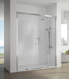 KASSANDRA CU100 S400 Front Shower Screen 2 Fixed 2 Sliding Doors Silver Transparent
