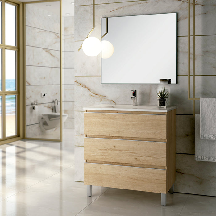BATHME MADISON TOP Vanity Sink Unit 3 Drawers Colour Bamboo