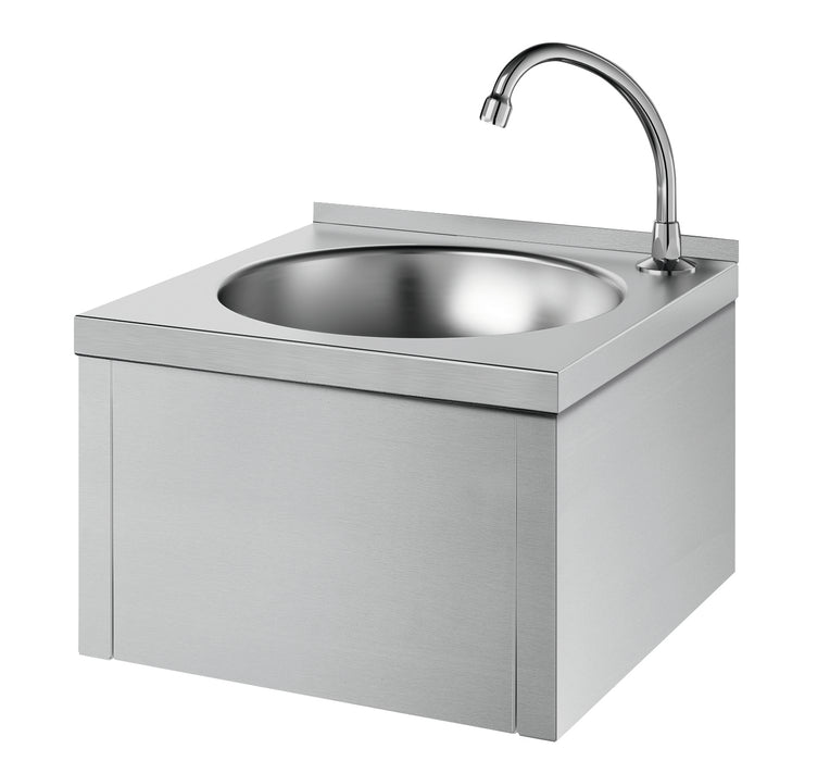 MEDICLINICS SNLMP70CS Suspended Satin Stainless Steel Sink with Knee Drive Adjustable Tap
