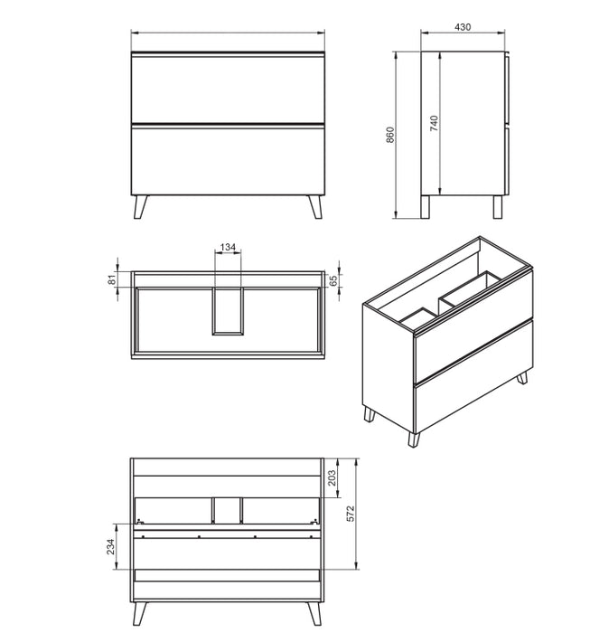 VISOBATH GRANADA Furniture+Floor Sink 2 Drawers Ash