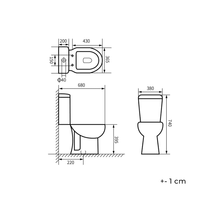 BATHME B020338 BOLONIA Complete Toilet with Wall Outlet
