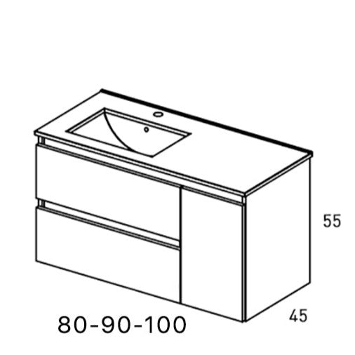 VISOBATH BOX Mueble+Lavabo Izquierda 2C+1P Suspendido Abedul