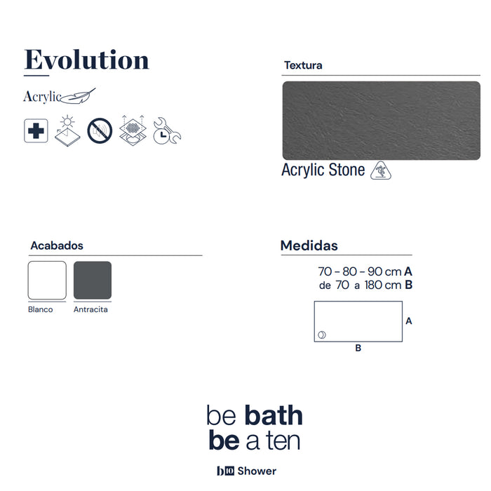 BATHROOMS 10 EVOLUTION SLATE White Acrylic Shower Tray