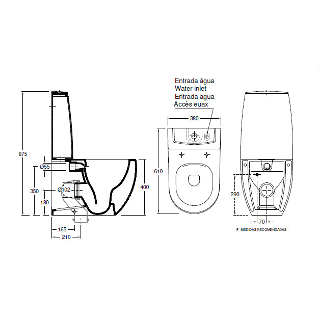VALADARES 34554002 NAUTILUS Compact Complete Rimless Toilet