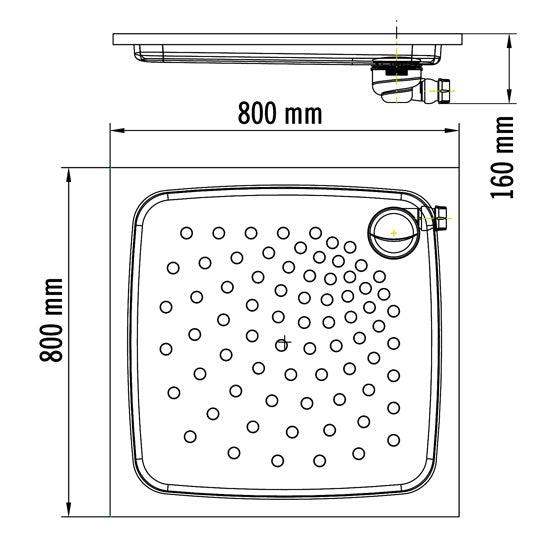 MEDICLINICS SN0800CS Built-in Shower Tray/Satin Stainless Steel Surface