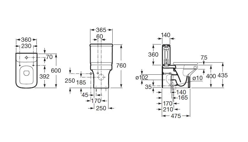 Cisterna de doble descarga 4,5/3L con alimentación inferior para inodoro