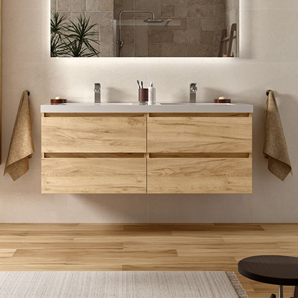 Mueble de baño Bequia 60 cm Roble, Lavabo sobre encimera, Salgar