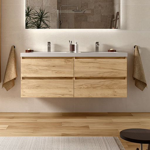 Mueble de baño suspendido de diseño con lavabo sobre encimera de estilo  moderno - Pistillo