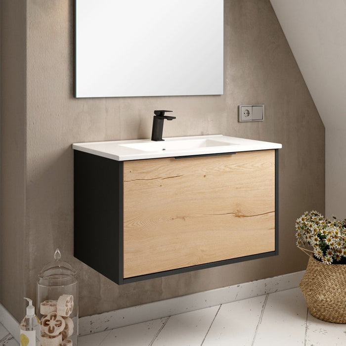 BATHME ONE Bathroom Furniture with Sink 80 cm Black