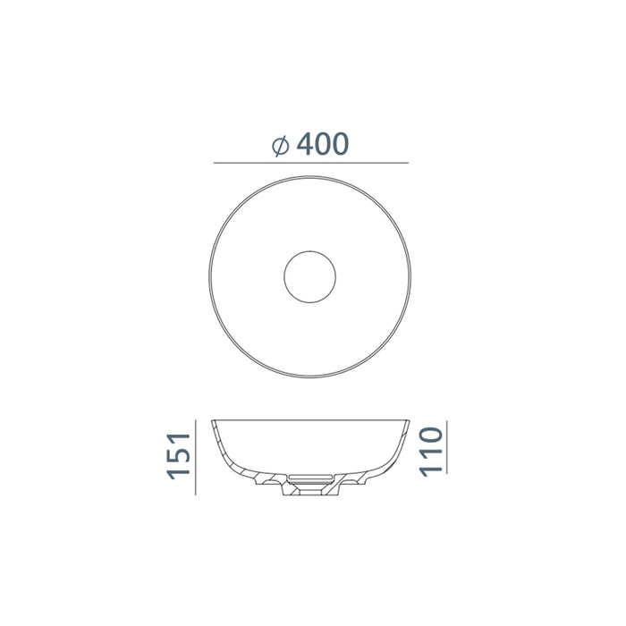 ACQUABELLA 53022965 VARS CIRCLE XL Countertop Washbasin 40 Matte White